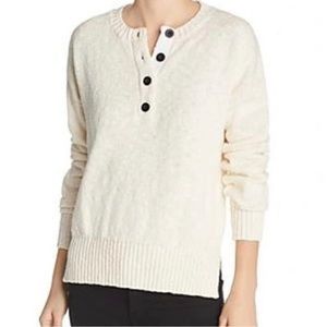 Derek Lam Denim Soft White Henley Sweater Sz M